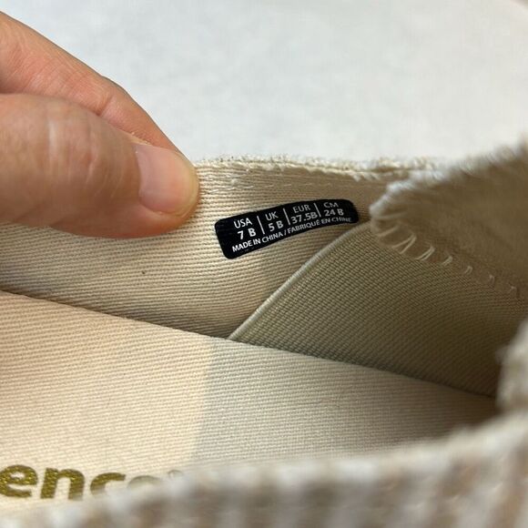 NEW Spenco White Tan Stripe Canvas Slip On Tennis Shoes Womens Sz 7 Orthotic Sne - Picture 9 of 9